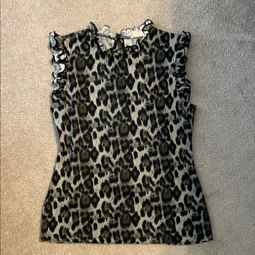 Hayden Girls Black and White Ruffled Sleeveless Blouse